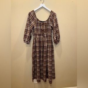 MADEWELL MIDI PLAID DRESS